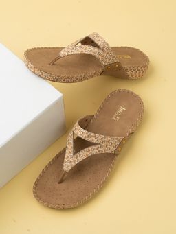 Inc.5 - Womens Beige Printed T-Strap Casual Sandals