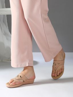 Inc.5 - Womens Peach Casual T Strap Round Toe Comfort Sandals