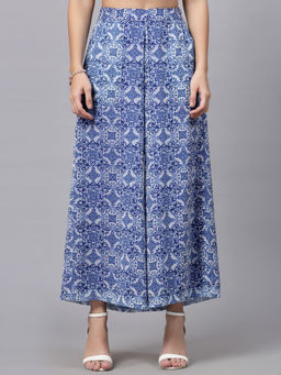 Ayrolane - Blue Printed Flared Leg Palazzo