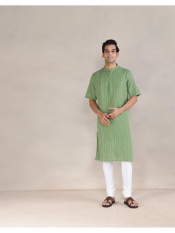 Fabindia - Cotton Dobby Long Green Kurta