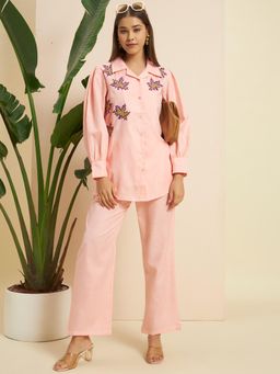 SEPHANI - Pink Embroidered Nightsuit Set
