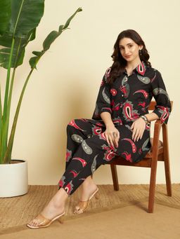 SEPHANI - Black Paisley Nightsuit Set