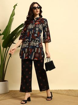 SEPHANI - Black Printed Nightsuit Set