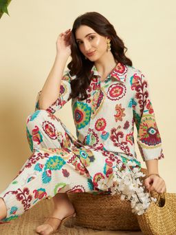 SEPHANI - White Floral Nightsuit Set