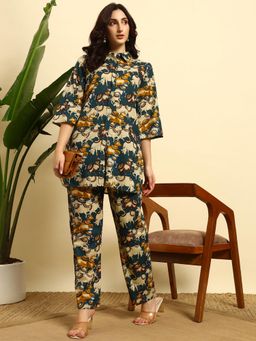 SEPHANI - Teal Printed Nightsuit Set