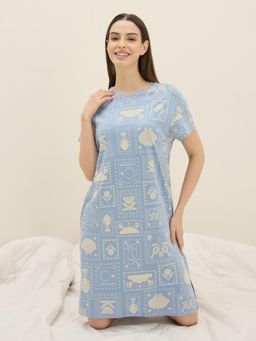 Sweet Dreams - Womens Geometric Printed Short Night Dress