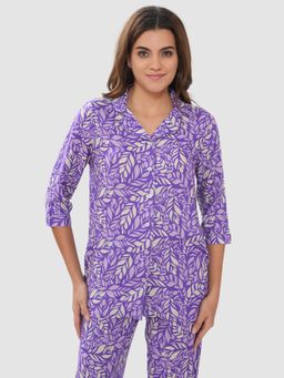 Bonjour - Womens Printed Cotton Lounge Wear Shirt and Pyjama Night Suit