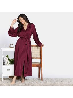 Zivame - Bridal Satin Robe - Purple Potion