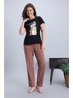 Zivame - Knit Cotton Pyjama Set - Black Beauty