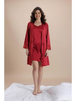 Zivame - Luxe Satin Sleep Set - Scarlet Sag