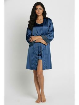 Zivame - Luxe Satin Sleep Set - Lyons Blue