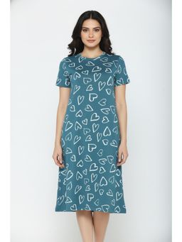 Zivame - Knit Cotton Knee Length Nightwear - Dragonfly