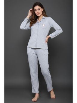 Zivame - Knit Cotton Pyjama Set - Grey Melange