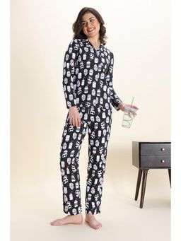 Zivame - Knit Cotton Pyjama Set - Jet Black
