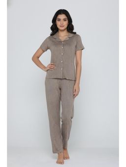 Zivame - Knit Cotton Pyjama Set - Sand Dollar