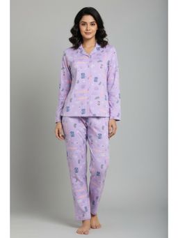 Zivame - Knit Cotton Pyjama Set - Lilac Breeze