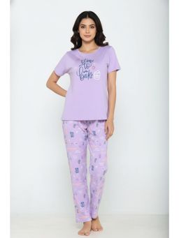 Zivame - Farm Lore Knit Cotton Pyjama Set - Lilac Breeze