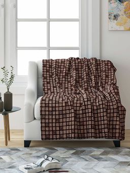 Saral Home - Soft Viscose Chenille Throw (Brown, 140 x 125 cm) - Set of 2