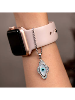 Kaj Fine Jewellery - Small Marquise Evil Eye Diamond Chain Watch Charm in 14KT White Gold