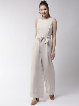 Twenty Dresses by Nykaa Fashion - Beige Solid Round Neck Jumpsuit