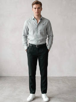 LINENWEAR - Pure Linen Grey Solid Comfort Casual Full Sleeve Shirt for Men