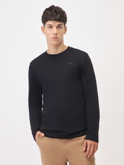 Nobero - Men Cotton Full Sleeves T-Shirt Black