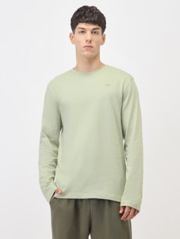 Nobero - Men Cotton Full Sleeves T-Shirt Green