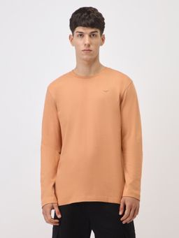 Nobero - Men Cotton Full Sleeves T-Shirt Beige