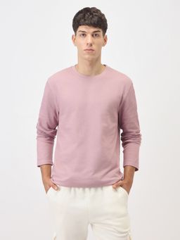 Nobero - Men Popcorn Textured Cotton T-Shirts Purple