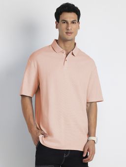 Nobero - Men Oversized Polo T-Shirts Pink
