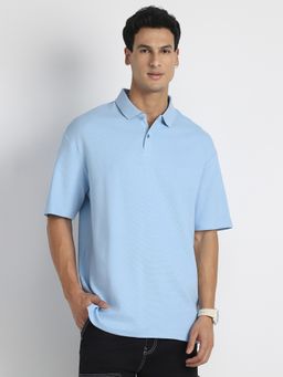 Nobero - Men Oversized Polo T-Shirts Blue