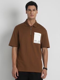 Nobero - Men Oversized Polo T-Shirts Brown