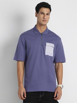 Nobero - Men Oversized Polo T-Shirts Purple