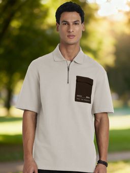 Nobero - Men Oversized Polo T-Shirts Brown