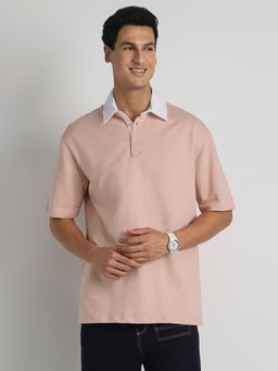 Nobero - Men Oversized Polo T-Shirts Pink