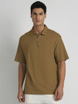 Nobero - Men Oversized Polo T-Shirts Brown