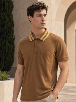 Nobero - Men Regular Polo T-Shirts Brown