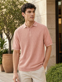 Nobero - Men Regular Polo T-Shirts Peach