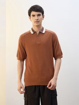 Nobero - Men Regular Polo T-Shirts Brown