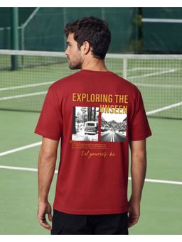 Nobero - Premium Oversized Graphic Printed T-Shirts For Men, 240 Gsm French Terry Red