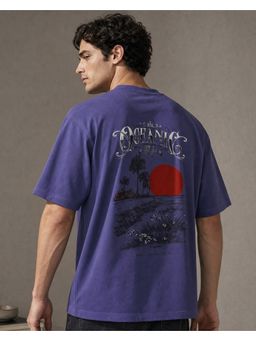 Nobero - Premium Oversized Graphic Printed T-Shirts For Men, 240 Gsm French Terry Purple