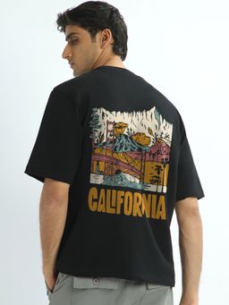 Nobero - Men Oversized Graphic Printed T-Shirt Black