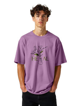 Nobero - Men Oversized Cotton Graphic T-Shirt Pink