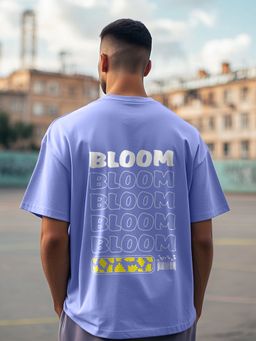 Nobero - Men Oversized Typography Back Print T-Shirt Blue