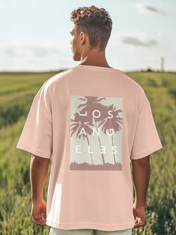 Nobero - Men Oversized Cotton Graphic T-Shirt Pink