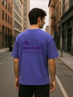 Nobero - Men Oversized Graphic Printed T-Shirt Purple
