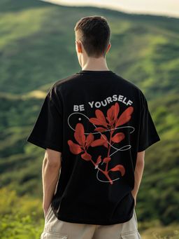 Nobero - Men Oversized Graphic Printed T-Shirt Black