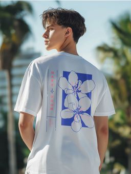 Nobero - Men Oversized Graphic Printed T-Shirt White