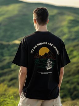 Nobero - Men Oversized Graphic Printed T-Shirt Black