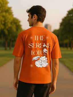 Nobero - Men Oversized Graphic Back Print T-Shirt Orange